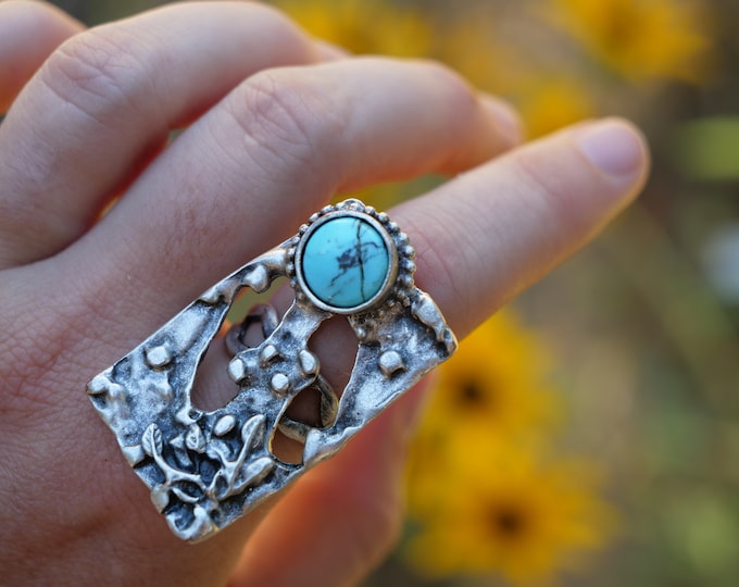 Kingman Turquoise Adjustable Silver Ring