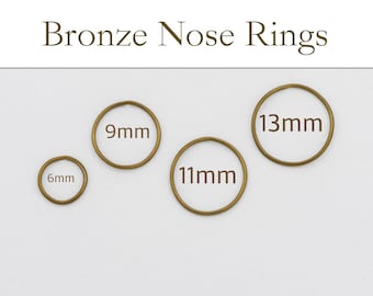 Nasenring Bronze, kleine Hoop, handgemachter Schmuck, Hoop Nasenringe, Nasenring, Endlos Hoop