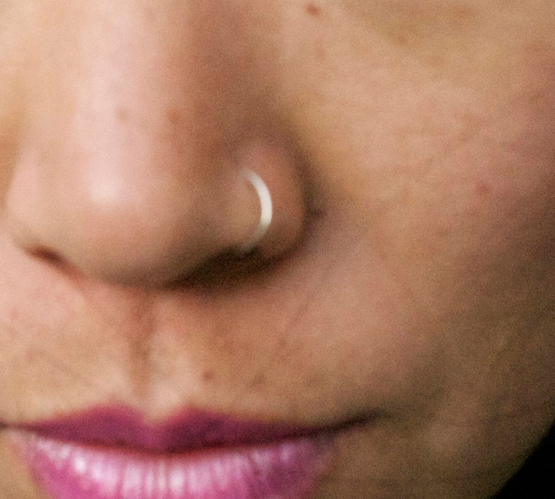 Silver Nose Ring 20 Gauge Nose Ring 22 Gauge Nose Ring 24 Gauge Nose Ring Mini Hoop Body Jewelry Handmade Jewelry Silver image 3