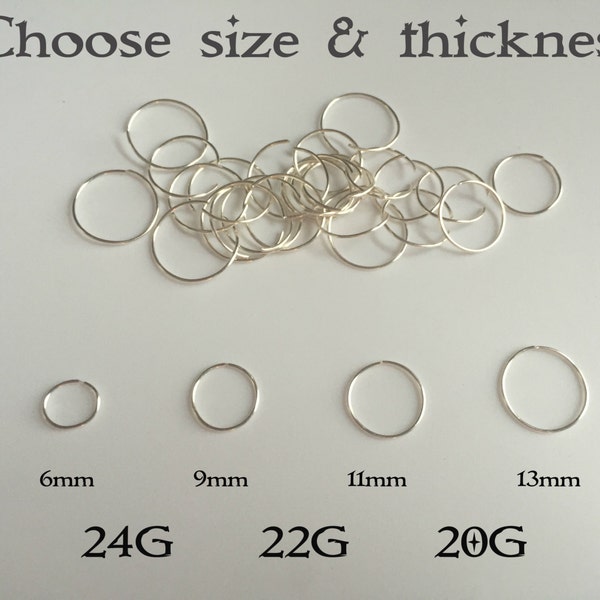 Silver Nose Ring, Size Options, Tiny Nose Hoop, Subtle Nose Hoop, Nose Hoops, 20g nose hoop, Save the planet mailers