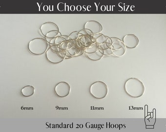 Nose Rings 20G Simple nose hoop piercing ring Tight 20g nose ring hoop Silver 20 gauge Body jewelry size options Fast shipping Eco packaging