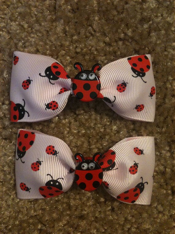 Items similar to Ladybug Hair Clips on Etsy