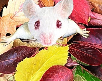 Mouse in Fall Leaves