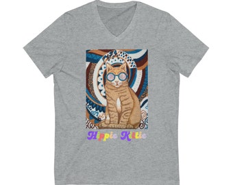 Hippie Kittie T-Shirt - this rug was designed and hooked by The Wool Genie.