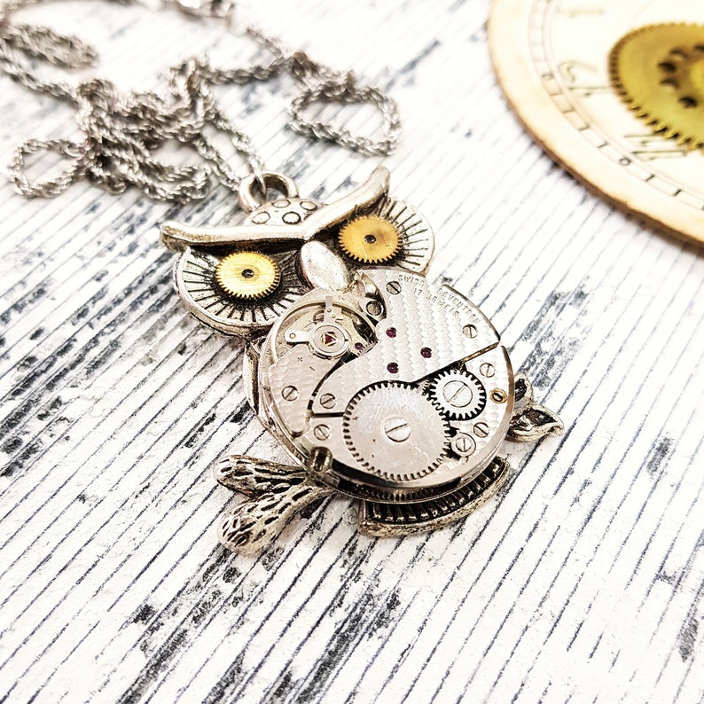 Vintage Style Owl Necklace Nightbird Smart Girl Gift For Teacher Animal Mystic Jewelry Steampunk Owl Necklace Medium Owl Lover Gifts
