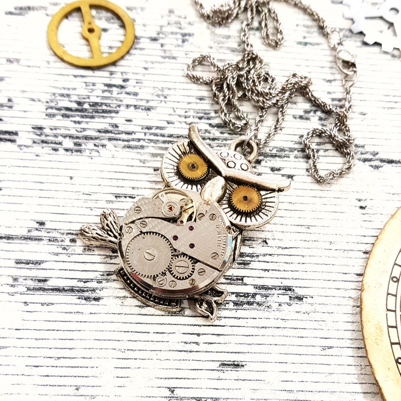 Vintage Style Owl Necklace Nightbird Smart Girl Gift For Teacher Animal Mystic Jewelry Steampunk Owl Necklace Medium Owl Lover Gifts