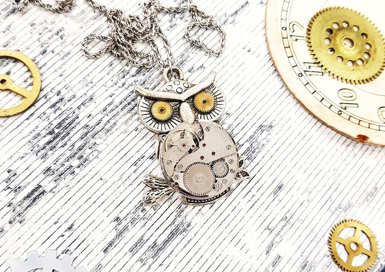 Vintage Style Owl Necklace Nightbird Smart Girl Gift For Teacher Animal Mystic Jewelry Steampunk Owl Necklace Medium Owl Lover Gifts