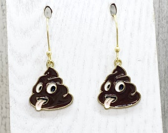 Poop emoji charm earrings