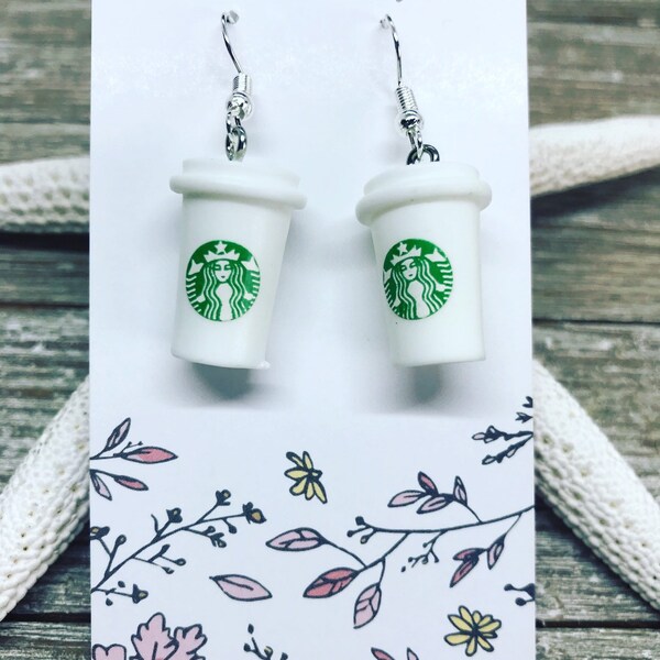 Pendientes de café Starbucks en alambres para los oídos sin níquel.