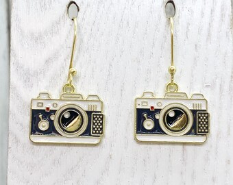 Camera charm earrings