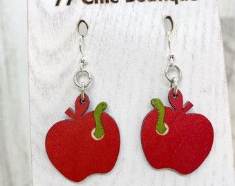 Lightweight Apple earrings made from bamboo