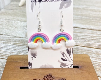 Lightweight sparkle resin rainbow earrings