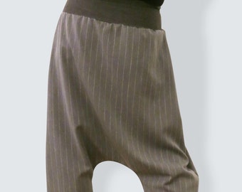 Urban harem pants with pinstripes grey elegant,  sarouel with pinstripes, blomers, drop crotch , baggy pants