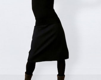 Denim skirt black in size XL!!!!!!!!!!  midi skirt, black skirt, casual skirt, knee length skirt, a line skirt, jean skirt,  plus size skirt