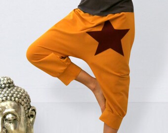 Pantalon de yoga pour femme en jersey avec étoile, pantalon ample, sarouel court d'été, sarouel grande taille pour femme, Kundalini Yoga