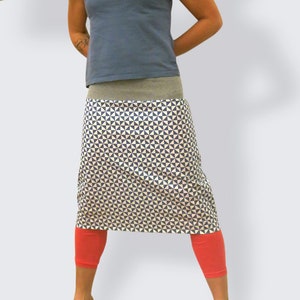 A line skirt knee blue white cotton, midi skirt, skirt graphic, flared skirt, short skirt, summer skirt, kneelength skirtprinted skirt,