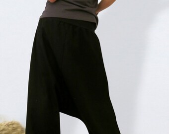 Black linen pants  women, linen harem pants, linen pants, yoga pants, gypsy pants, festival pants, black harem pants ,drop crotch pants