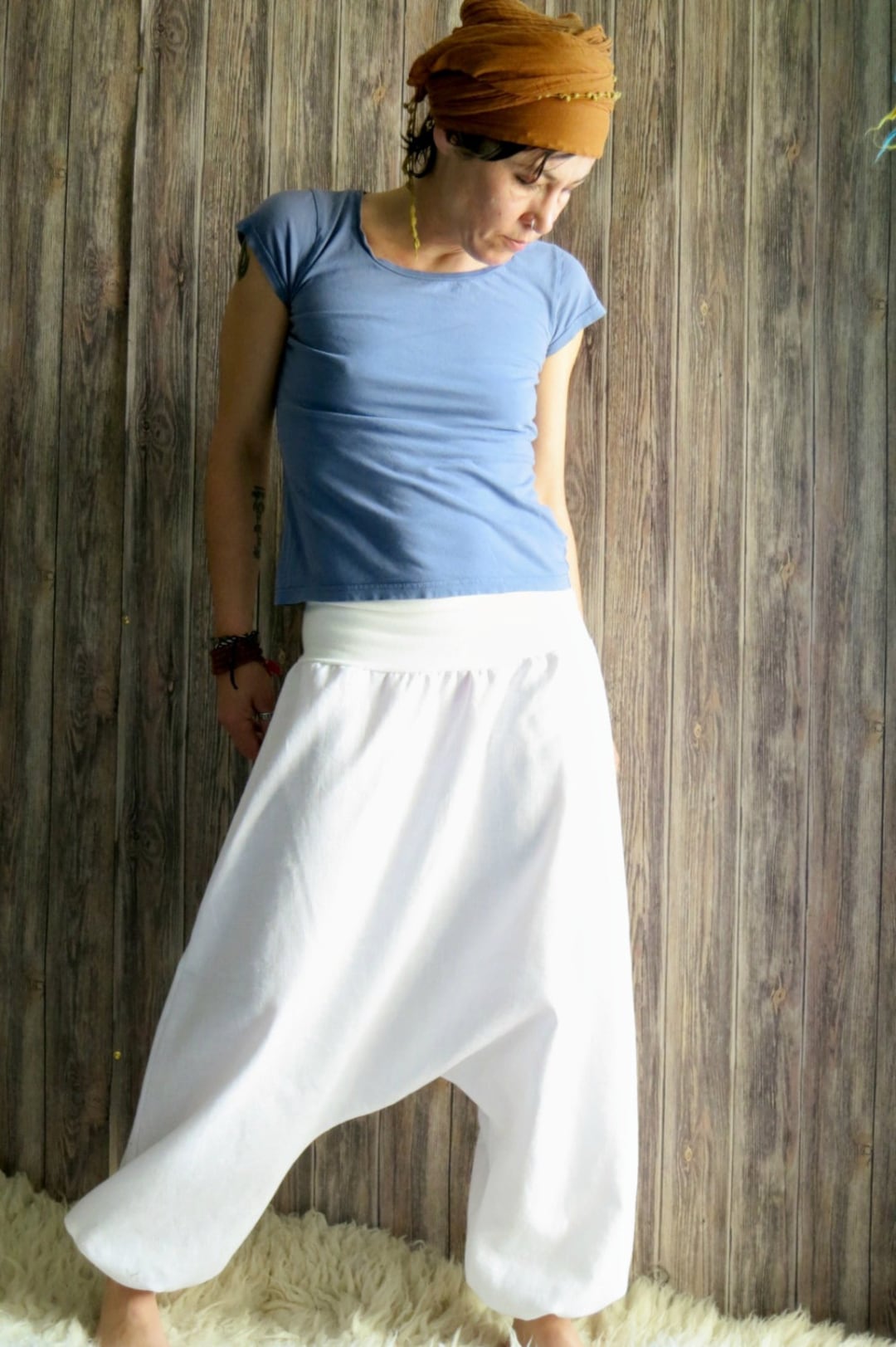 White Linen Pants for Women, Linen Harem Pants, Yoga Pants, White Pants,  Drop Crotch Pants, Yoga Clothing, Yoga Wear, Linen Pants, 