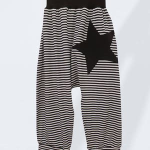 Striped pants black and white made of jersey with a star, striped pants black & white, pants stripes, women black white image 4