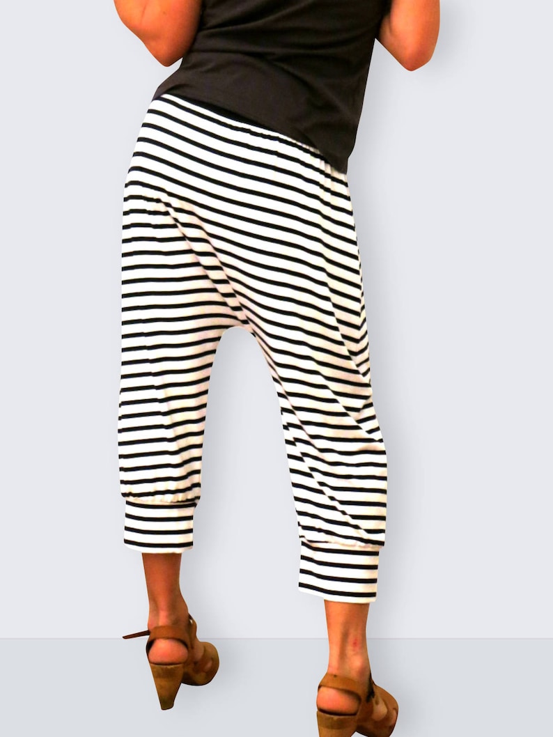 Striped pants, yoga pants women, capri pants, yoga pants plus size, baggy pants, yoga clothing, sarouel femme, women, drop crotch pants image 3