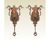 5 Vintage Bronze Dragon Head Sconces