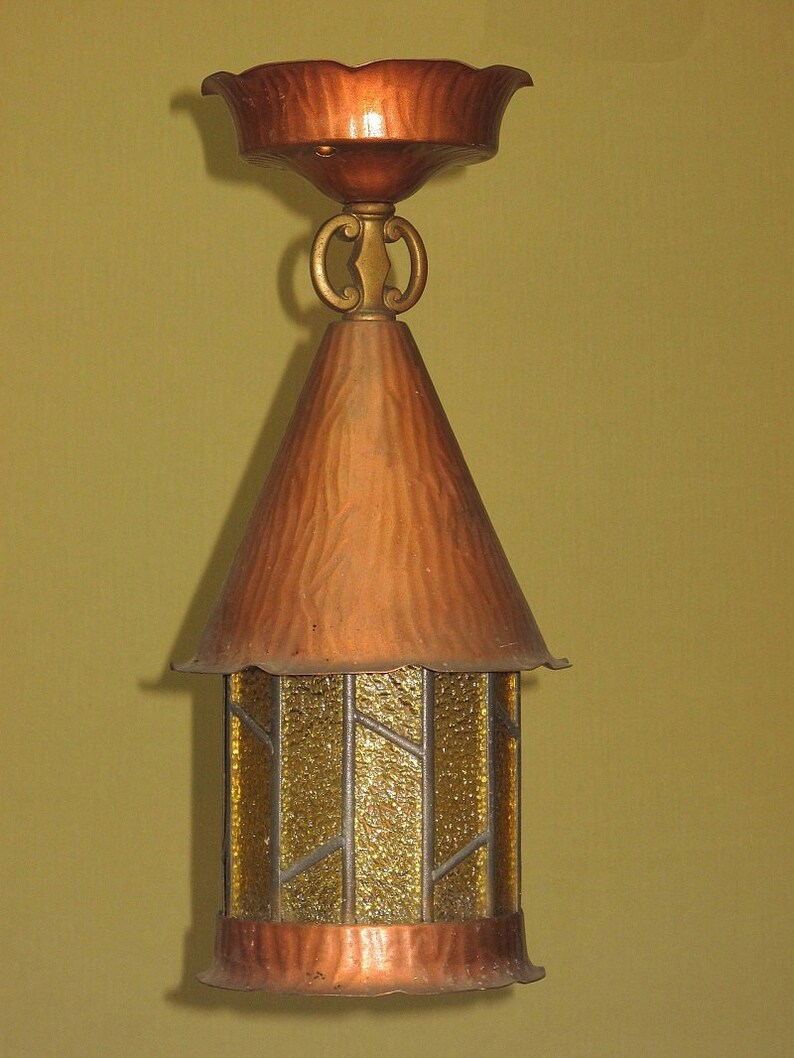 Late 20s Early 30s Copper Ceiling Mount Porch Light