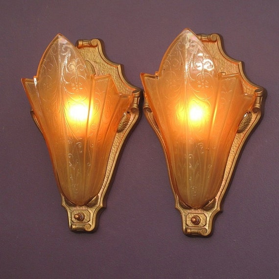 Antique art deco wall lights deals