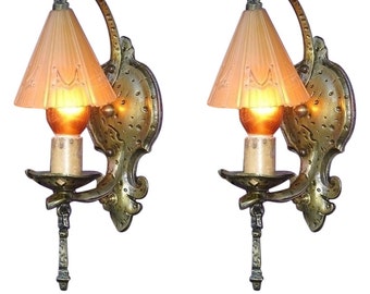 Pair Vintage Storybook Wall Sconce 1930s 3 pair available Priced per pair vintage lights