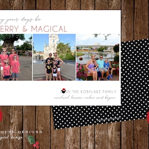 Feliz Mágico Feliz Natal .Cartão de Natal moderno da Disney Mickey Mouse .JPEG ou PDF . Arquivo digital. Lado correspondente GRATUITO. Simples