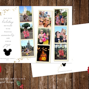Disney Magical Moments Glitter Holiday Photo Card. Moderne Disney Christmas Card. JPEG of PDF . Digitaal bestand .  GRATIS Bijpassende Kant . Eenvoudig