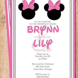 Minnie Mouse Birthday Invitation Pink and Black Printable - Etsy