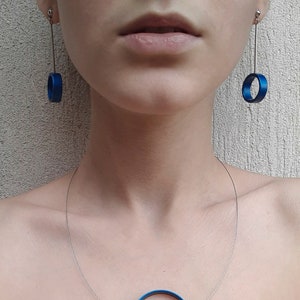 Pendientes Mercurio Contemporáneos y minimalistas Aluminio y acero 7 colores disponibles Blue