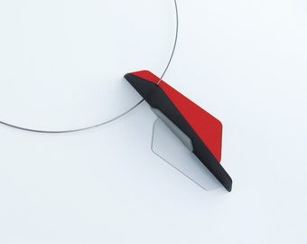 Contemporary jewelry. Asymmetrical, modern and architectural necklace. Signed limited edition necklace. Thunder City