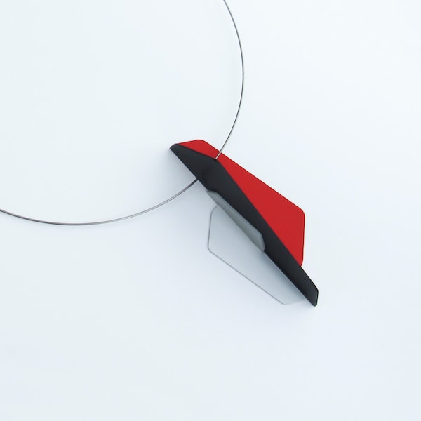 Contemporary jewelry. Asymmetrical, modern and architectural necklace. Signed limited edition necklace. Thunder City