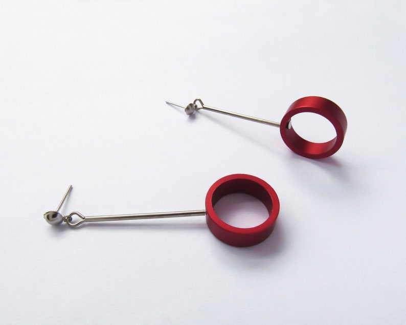 Pendientes Mercurio Contemporáneos y minimalistas Aluminio y acero 7 colores disponibles Red