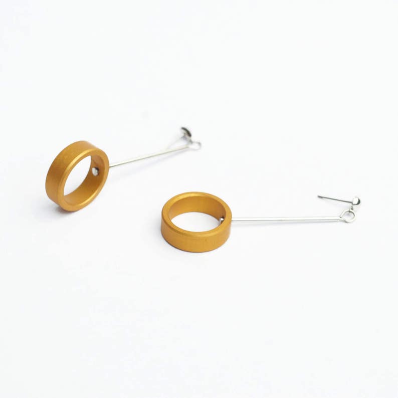 Pendientes Mercurio Contemporáneos y minimalistas Aluminio y acero 7 colores disponibles Yellow