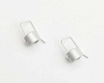 Dainty earrings, little drop sophisticated, minimalist hoops made out of sterling silver and anodized aluminum.  Satellite earrings