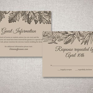 Botanische Kraft Papier Joanna Hochzeit Einladung Suite illustrierte Natur Einladungen Custom DIY Digital bedruckbar oder gedruckten Einladung Bild 4