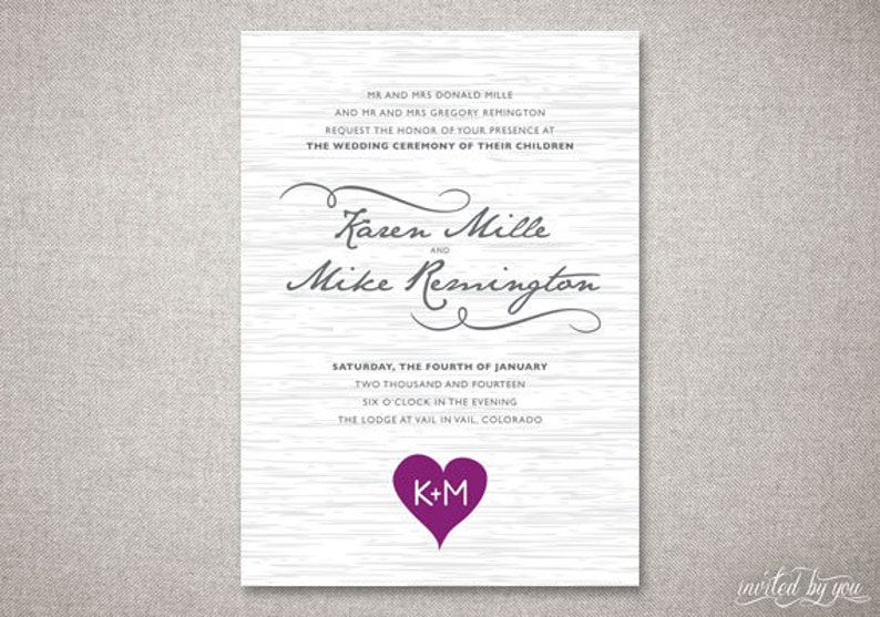 Rustic Tree Bark Karen Wedding Invitations Suite Whimsical Woodland Heart Invitation Custom DIY Digital Printable or Printed Invite image 2