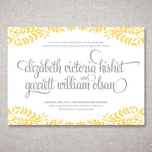 Floral Frame Elizabeth Wedding Invitations Suite Rustic Calligraphy Shabby Chic Invite Custom Digital Printable or Printed Invitation image 2