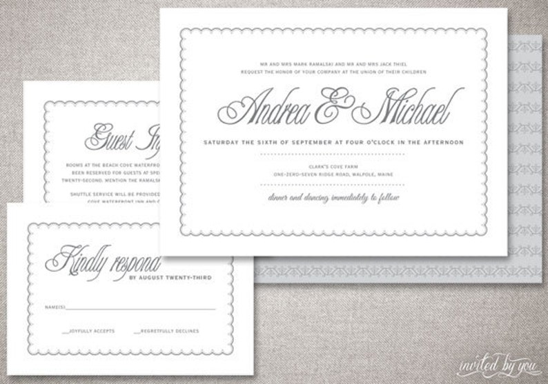Classic michael Wedding Invitations Suite Beautiful Modern Clean ...