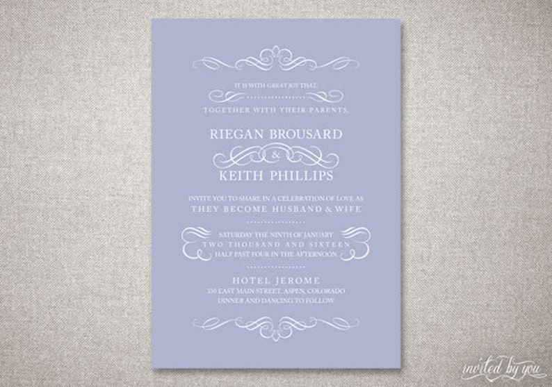 Classic Flourish Reigan Wedding Invitations Suite Typography Colorful Traditional Invitation DIY Digital Printable or Printed Invite image 2