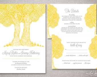Whimsical Tree Custom "Marcy" Wedding Invitation Suite - Rustic Shabby Chic Invitations - DIY Digital Printable or Printed Invite