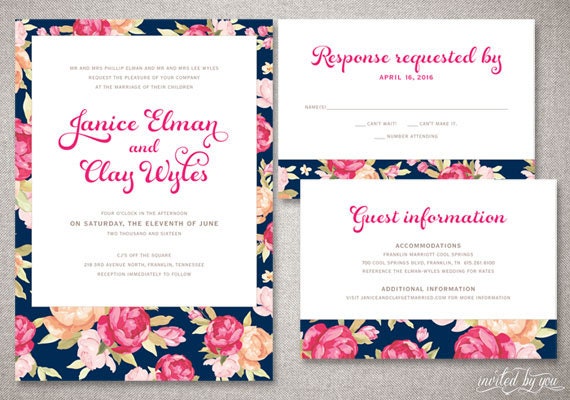Janice Paper  Wedding Invitations supplies: Romantic Pink Floral