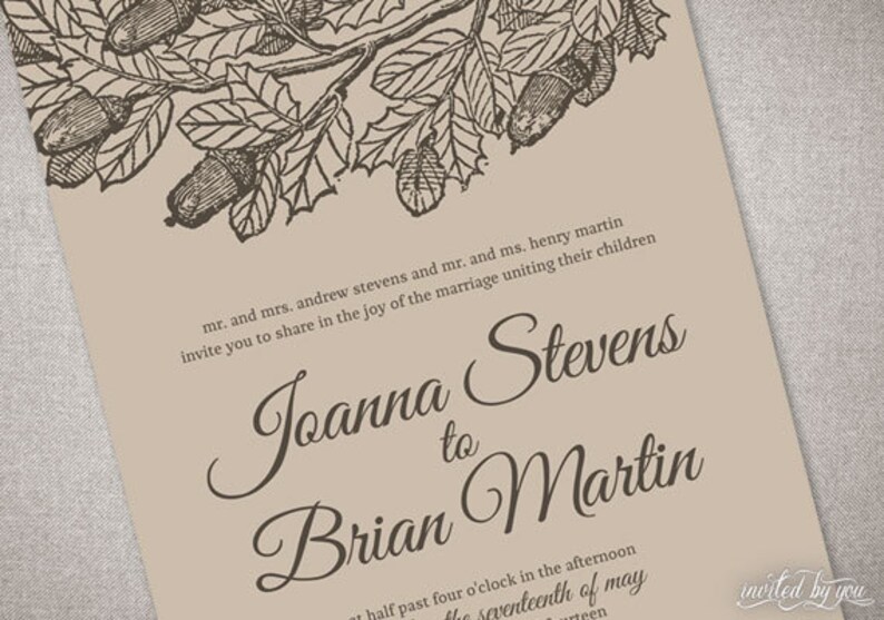 Botanical Kraft Paper Joanna Wedding Invitation Suite Illustrated Nature Invitations Custom DIY Digital Printable or Printed Invite image 3