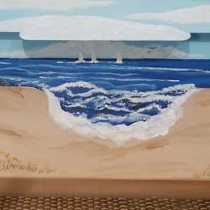Hand Painted Beach Wall Mount Mailbox: Beach Scene, Coastal Design