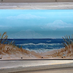 Beach Themed Galvanized Standard Size Mailbox, Custom Painted Mailbox, Coastal Mailbox, Beach Mailbox