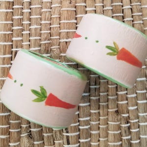 Hand Painted Wooden Napkin Rings Pair- Easter, Spring. Easter