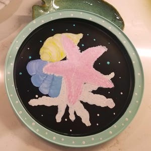 12&quot; Hand Painted Metal Tray - Sea Shells