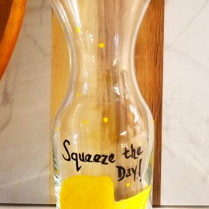 Lemon Pattern Glass Bud, Small Carafe, Vase